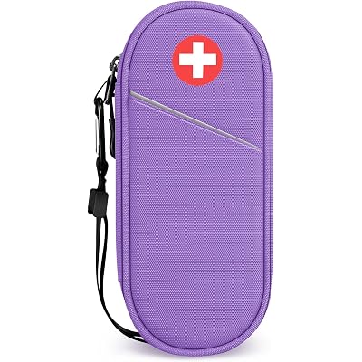 SITHON EpiPen Medical Carrying Case Insulated, Travel Medication Organizer Bag Emergency Medical Pouch Holds 2 EpiPens, Asthma Inhaler, Anti-Histamine, Auvi-Q, Allergy Medicine Essentials, Violet