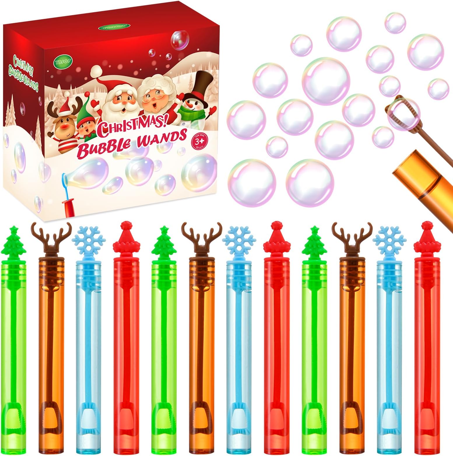 60 Pack Christmas Bubble Wands, Mini Bubble Toys for Christmas Party Favors Gift Novelty Supplies Toys for Girls Boys Kids Classroom Rewards Christmas Stocking Stuffers