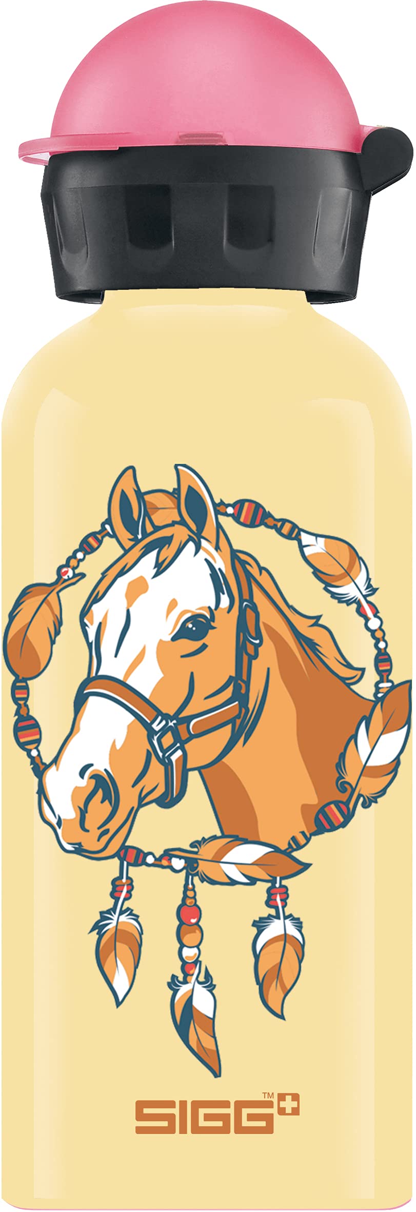 SIGG Gourde pour Enfant Horse (0.4 L), Petite bouteille sans BPA et sans solvants avec bouchon de sécurité, Gourde en aluminium ultra-résistante