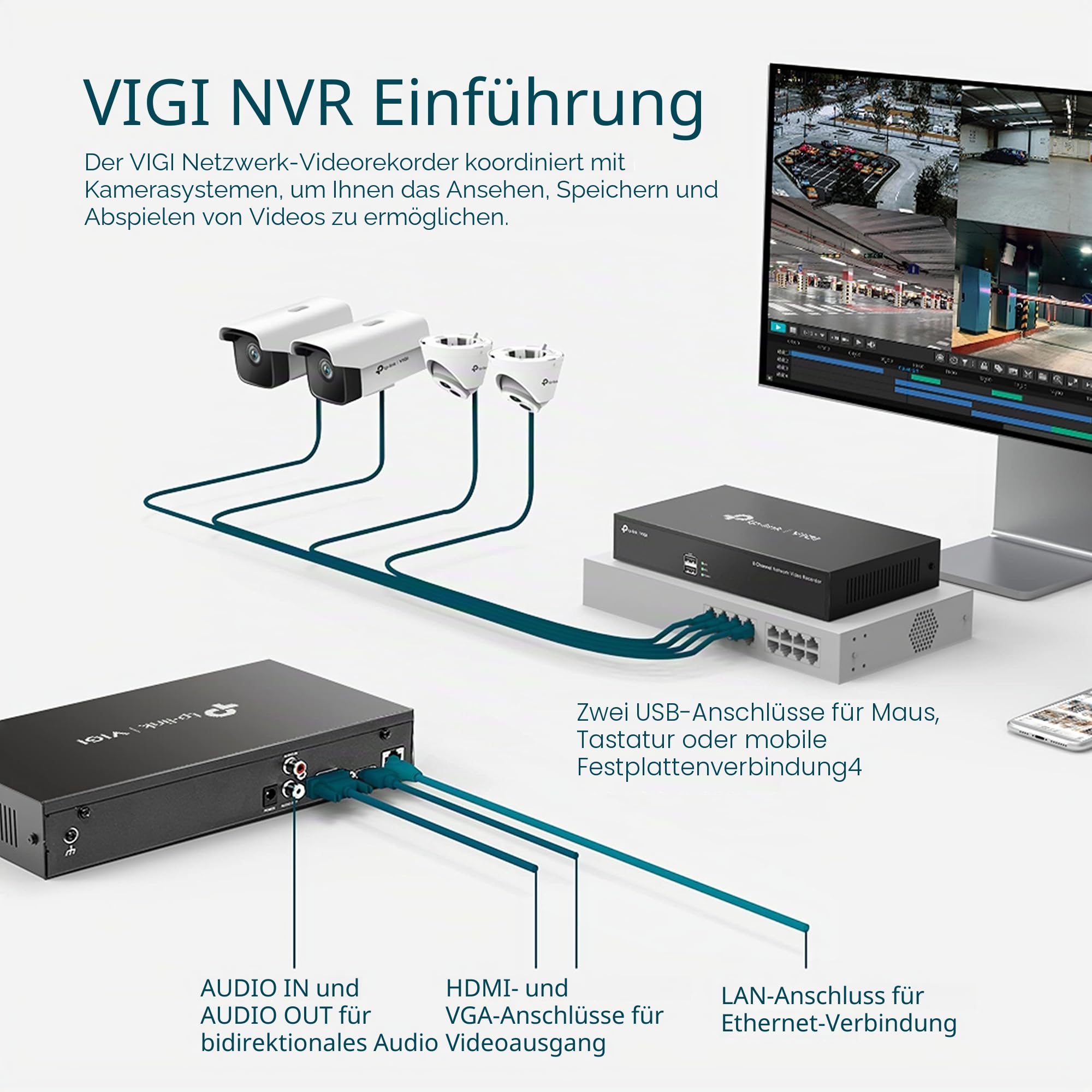 TP-Link NVR1008H - Standalone NVR - 8 Kanäle, VIGINVR1008H