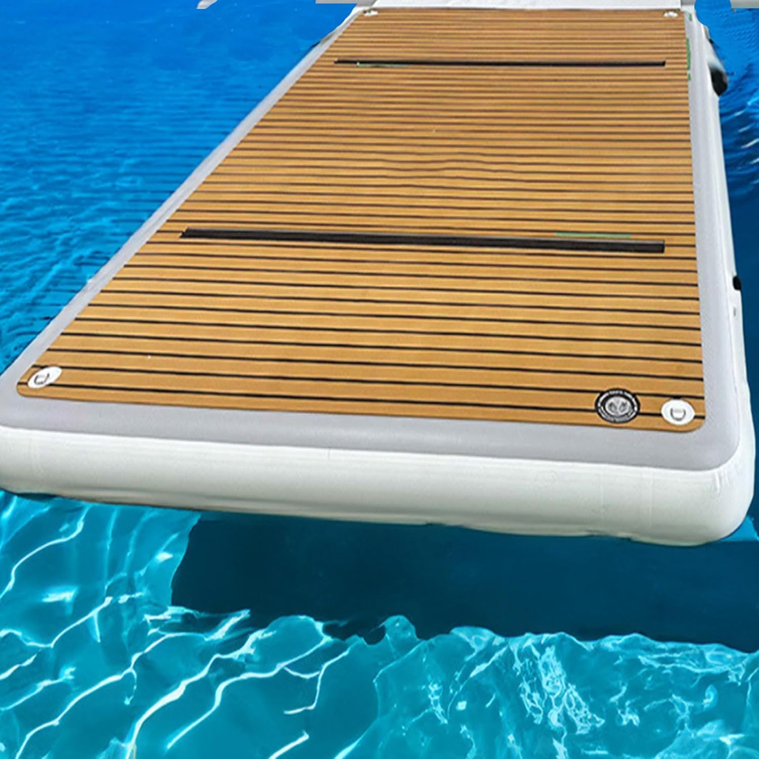 Inflatable Floating Board with EVA Anti-Slip Mat, Inflatable Dock Island Raft Water Dock Mat, Portable Inflatable Floating Bed on The Water,2.5 * 3m/8.2 * 9.8ft