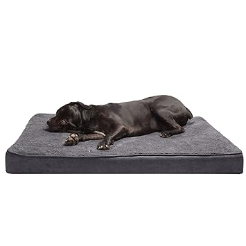 Furhaven Pet Bed for Dogs and Cats - Snuggle Terry and Suede Mattress Supportive Solid Slab Orthopedic Dog Bed, Removable Machine Washable Cover - Gray, Jumbo Plus (XX-Large)