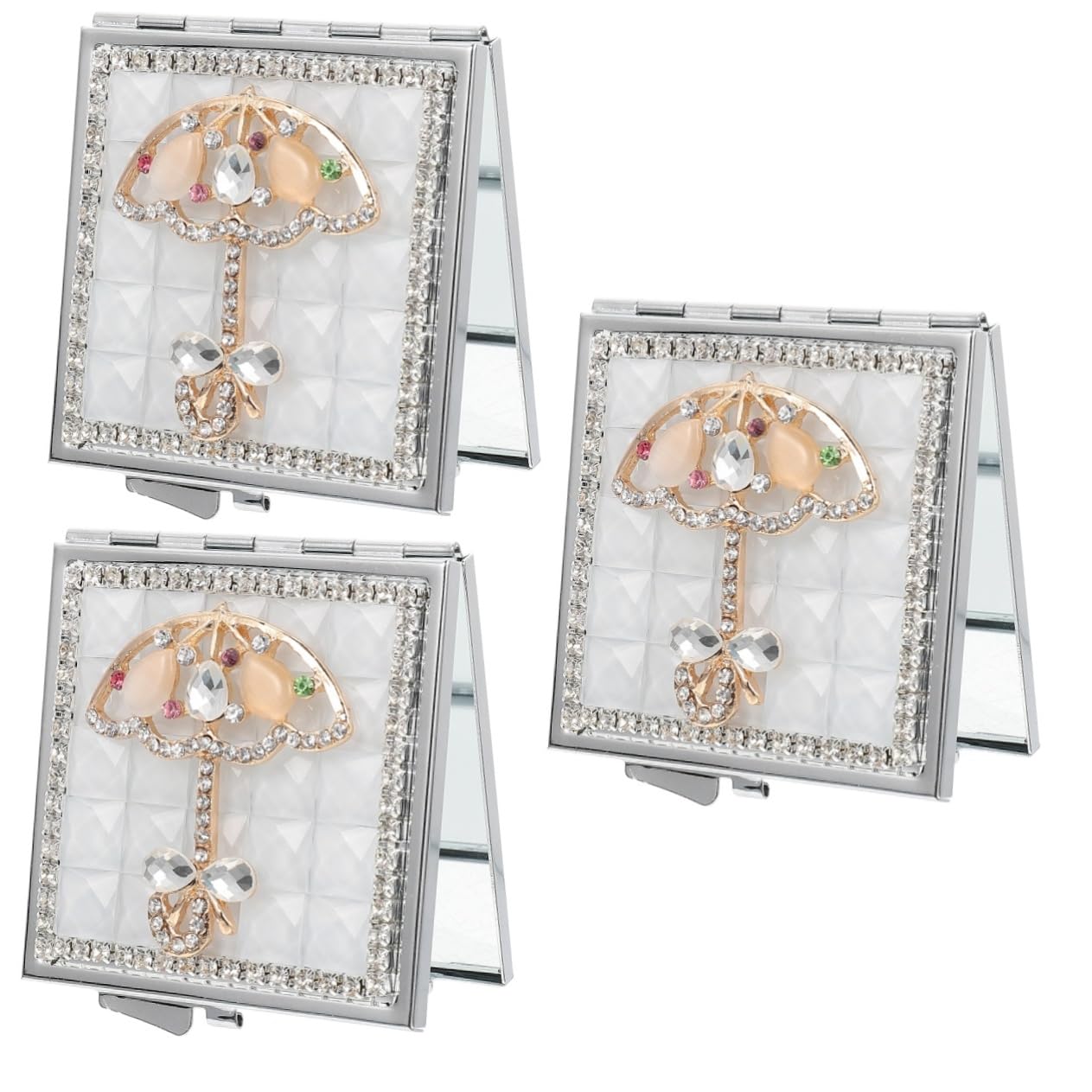 minkissy 3 Piezas Espejo Portátil De De Imitación Espejo Compacto De Doble Cara Compacto Personalizado Plegable Cartera Pequeña Metal De Belleza Viajar