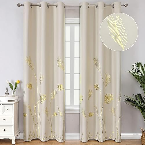 Estelar Textiler Cortinas opacas elegantes naturales de hojas de palmera y trigo, cortinas para ventana con filtro de luz solar y reducción de ruido