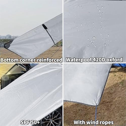 Miniatura 19 de DANCHEL OUTDOOR Toldo para vehículo con cortavientos de pared lateral, toldo portátil para automóvil, sombra de extensión para caravana, refugio