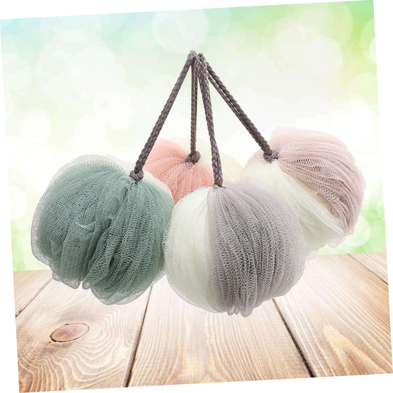 Beaupretty 4 Pcs Large Double Color Mesh Pouf Bath Balls for Exfoliating Shower Soft Sponge Scrubber for Body Wash Random Accessories Random Color