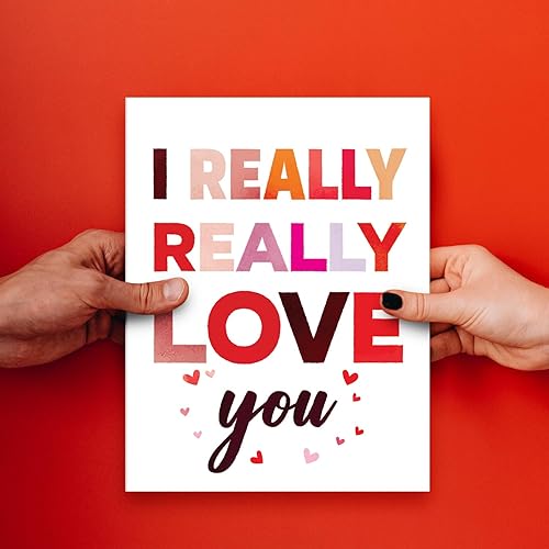 Miniatura 4 de Tarjetas y sobres de felicitación para el día de San Valentín con texto "I Really, Really Love You" - Tarjeta de San Valentín extragrande de 8.5 x