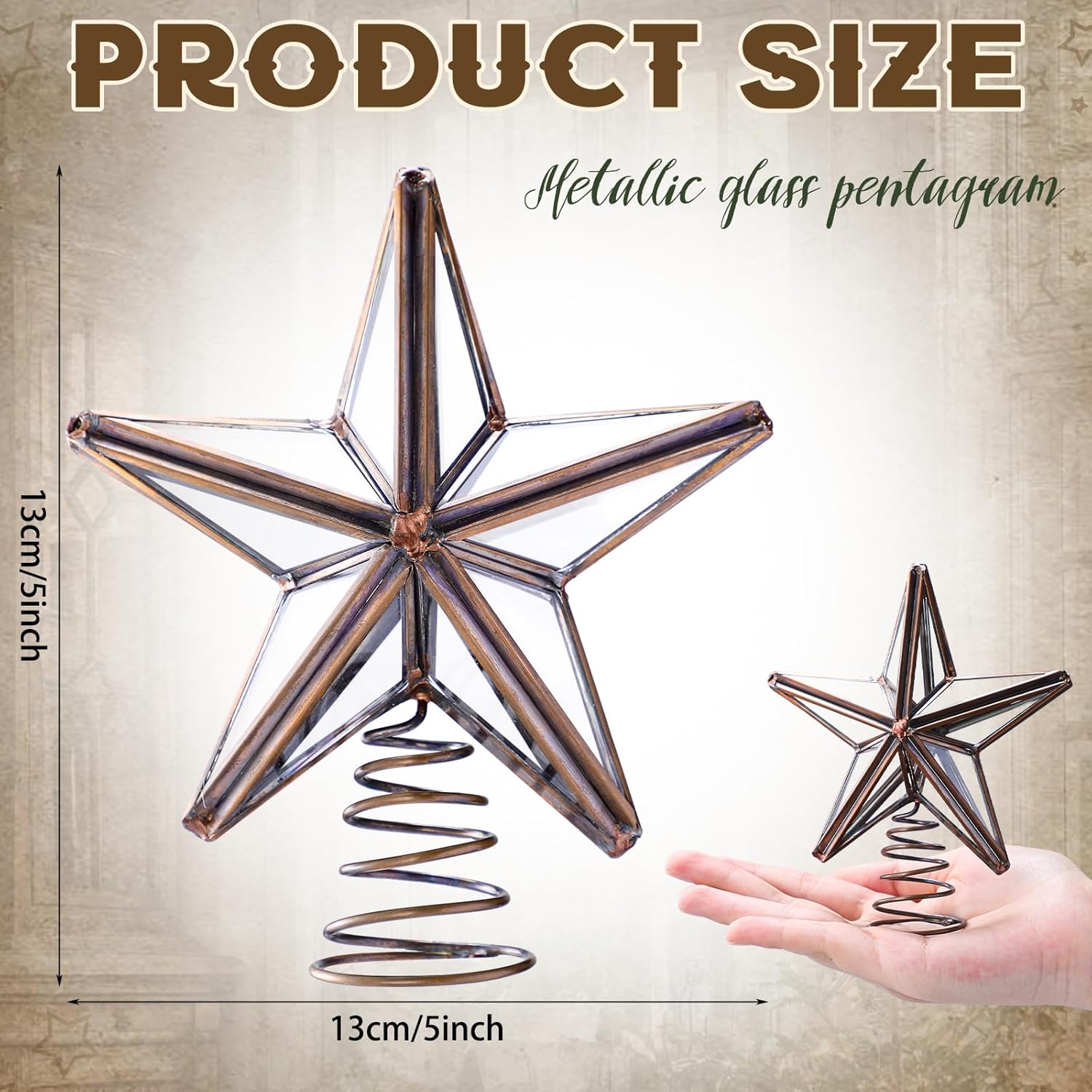 Gejoy 5.5 Inch Mini Christmas Glass Star Tree Topper Miniature Treetop Xmas Treetop Ornament for Tree Home Farmhouse Holiday Party Decorations(Silver, Glass Star)