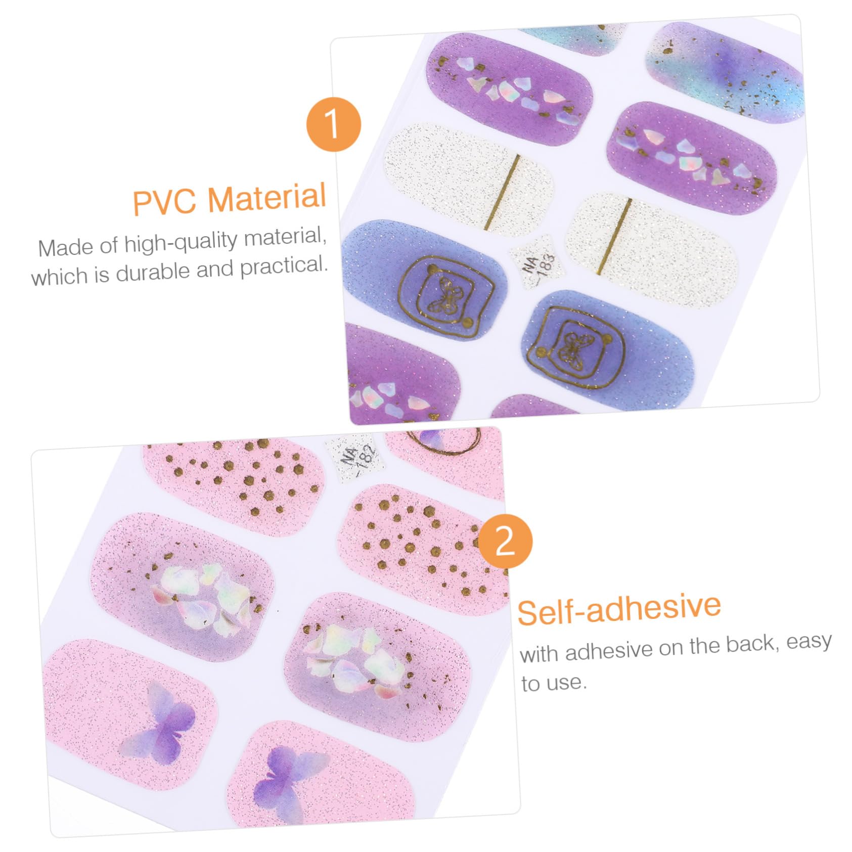 Healeved 5sets Adesivi Per Unghie Design Decorazioni Per Unghie Facili Applicare e Resistenti All Per Manicure Te