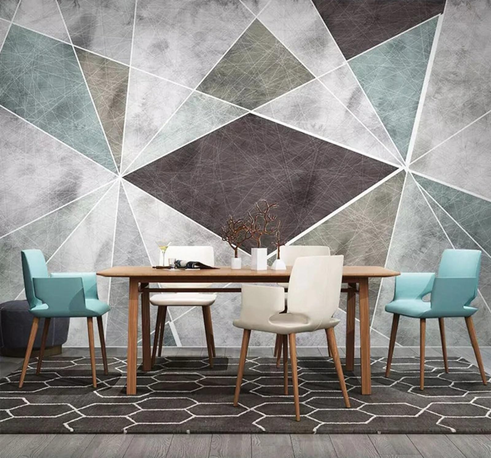 Retro Abstract Geometric Lines Patterns 3D Wallpaper Easy Install Feature Office Living Room Sofa Bedroom TV Background Wall Decoration-250cm×170cm