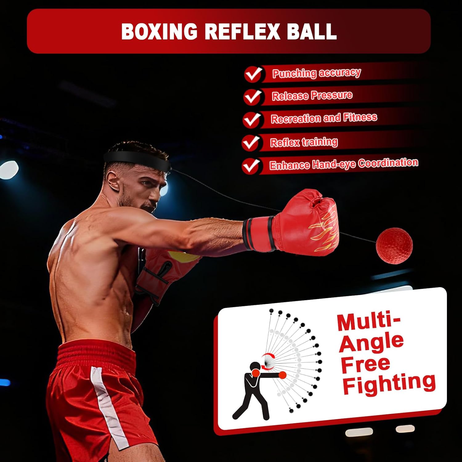 3-in-1 Boxing Gloves and Punching Mitts Set for Youth & Adult, Boxing Pads with Boxing Reflex Ball, Boxing Equipment Set for MMA, Kickboxing, Karate, Muay Thai