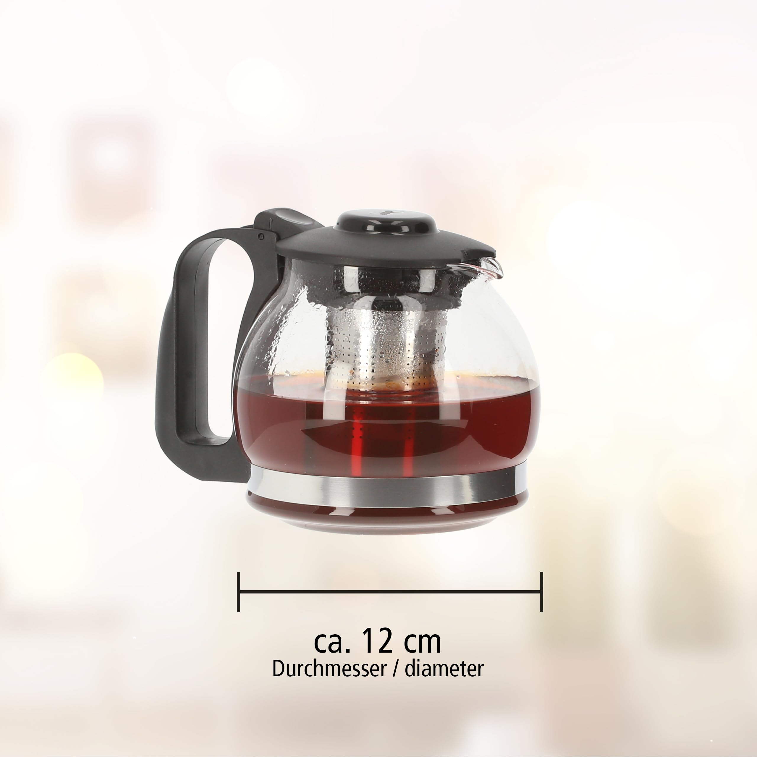 Lantelme Teekanne Borosilikatglas mit Deckel 1,25 Liter mit Siebeinsatz tropffrei und hitzebeständig | Glaskanne für Kräutertee Früchtetee und Teezubereitung | Glas Kanne mit Sieb für Tee und Kaffee