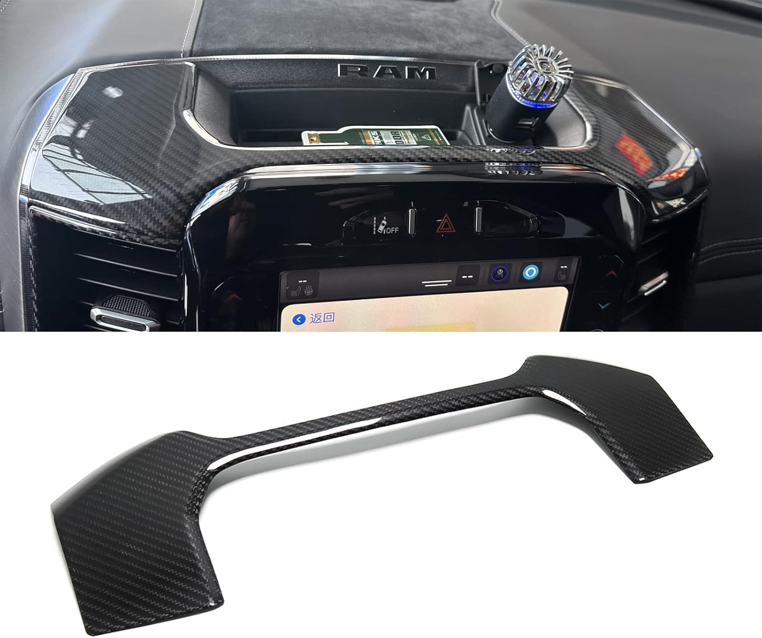 Car Center Console Dash Navigation Air Vent Trim for Dodge Ram 1500 2500 3500 TRX Limited Longhorn 2019-2023, Genuine Carbon Fiber Interior Air Condition Outlet (Style B)