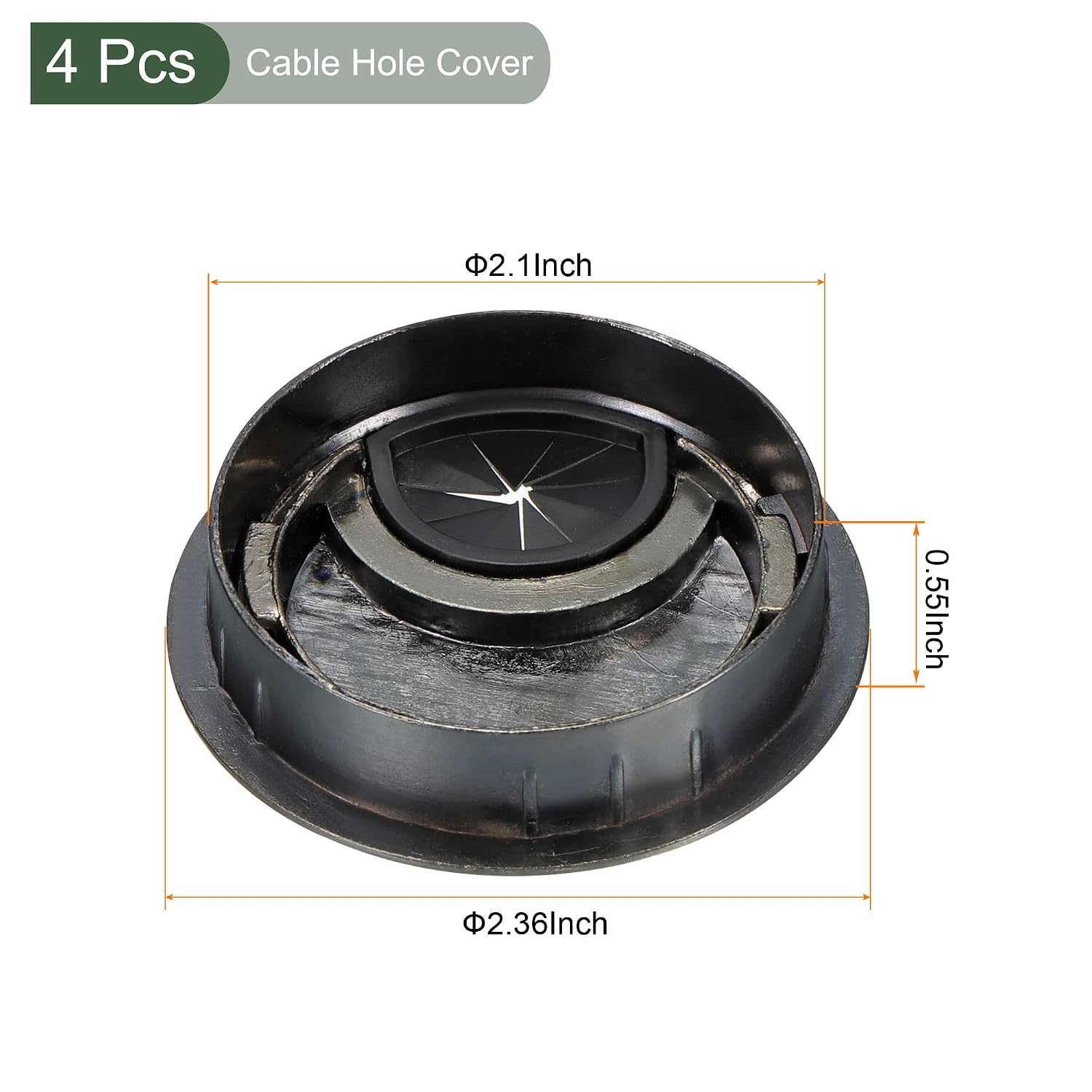 YOKIVE 4Pcs Desk Cable Hole Cover, Zinc Alloy Cord Raceway Great for Office, Home, Daily Use (53mm, Bronze)
