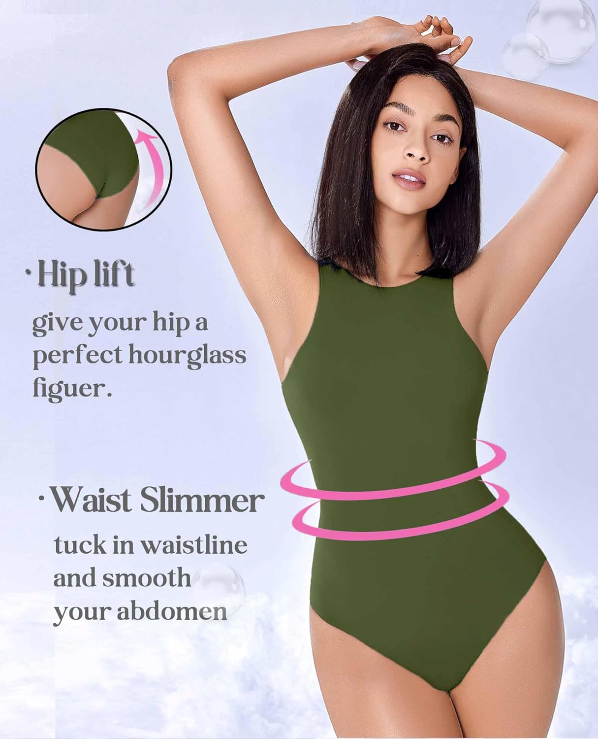 Avidlove Bodysuits for Women Crew Neck Sleeveless Body Suits Snap Closure Double Lined Tank Tops Bodysuit - Image 2