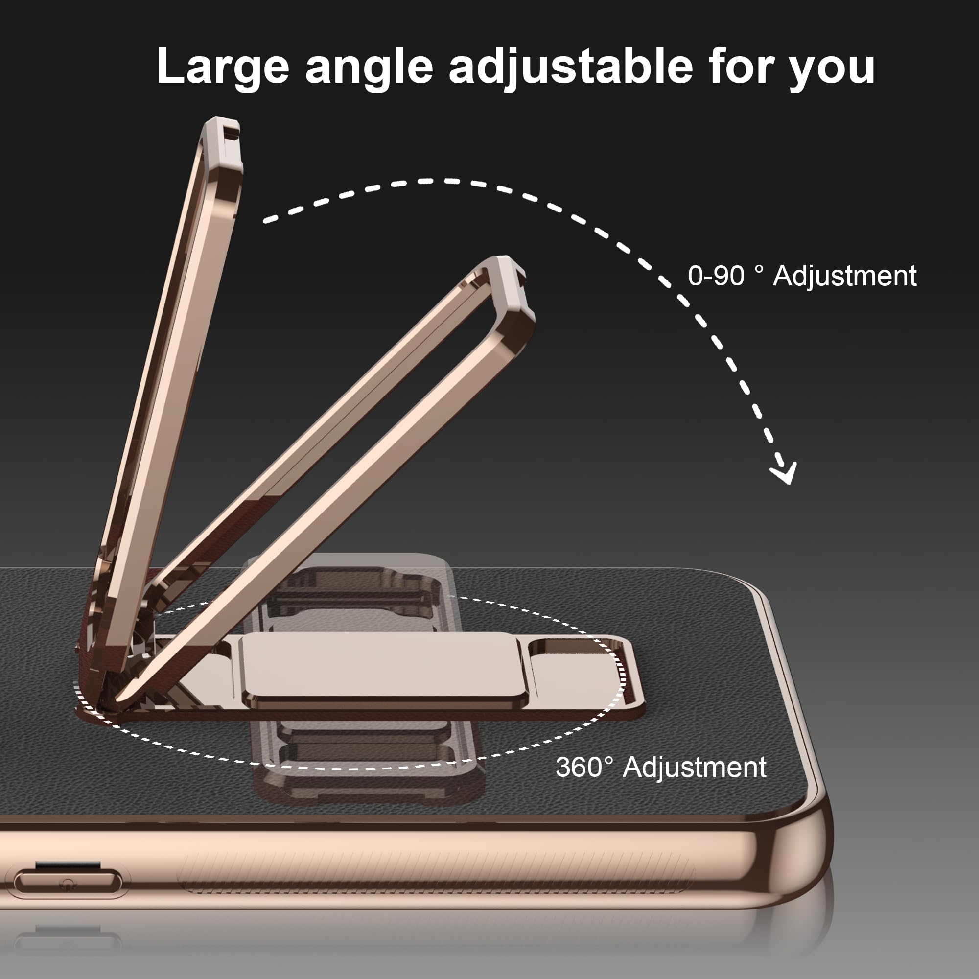 Coque pour Honor Magic V5 avec 360°degrés Support Rotatif,Ultra-Fin PU Cuir Back et Monture en Silicone Souple Etui,Étanche et Résistante aux Chocs- Noir
