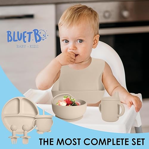 Miniatura 7 de Bluet B - Set de alimentación de bebé de silicona con chupete - Suministros de destete LED para bebés - Cucharas para bebés, cuenco de succión -