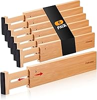 Vista 1 de Fabsome Drawer Divider 6 Pack, Bamboo Dresser Organizers for Clothes Socks Underwear Baby Clothing, Wooden Separators for Nursery Organization