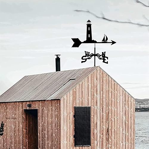 Miniatura 6 de Veleta de viento de metal, indicador de dirección del viento, veleta retro de acero inoxidable para techo de hierro al aire libre, decoración de