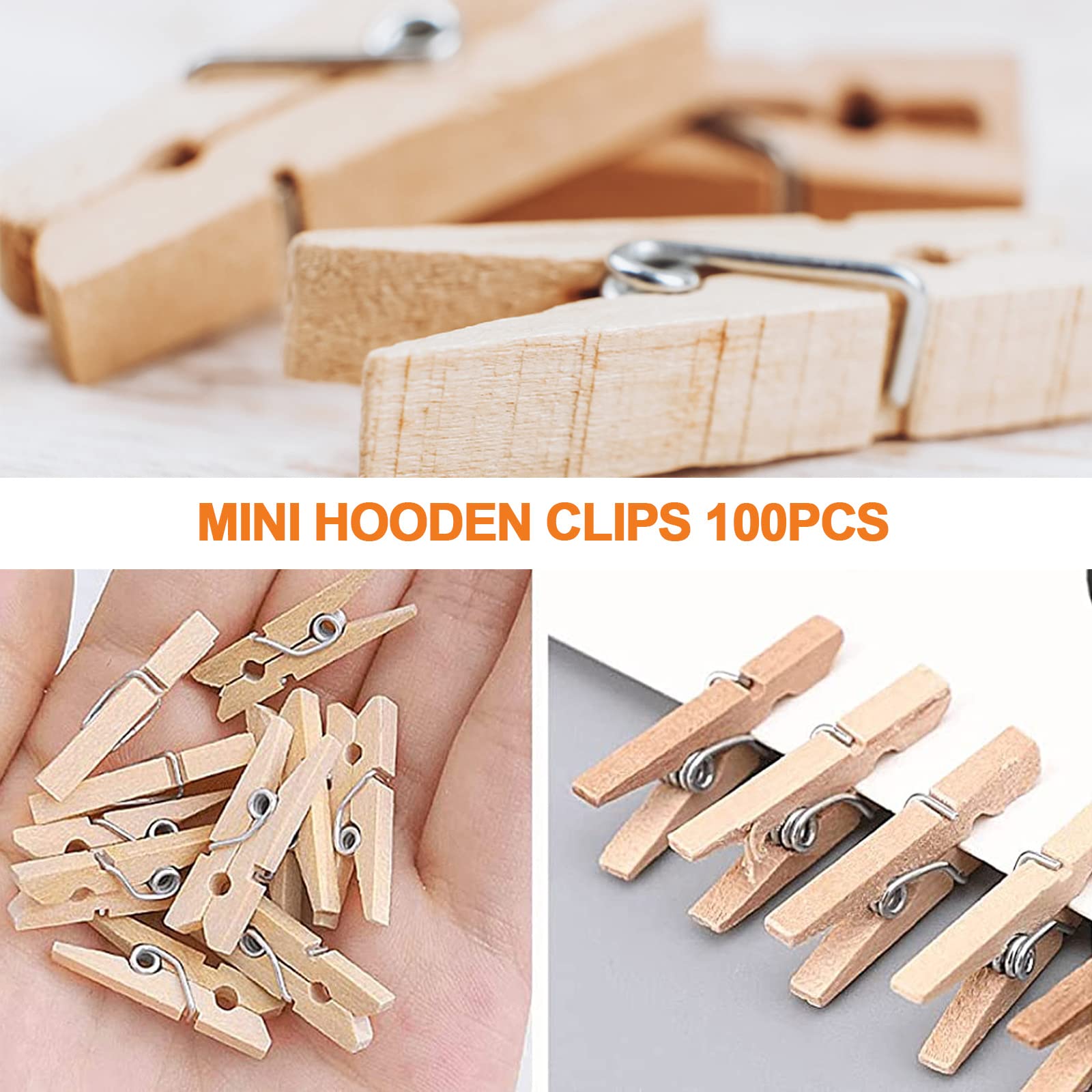 150 Mollette In Legno Colorato - Set Con Corda Di Iuta, 2.5/3/3.5cm, Per Decorazione - Foto 5