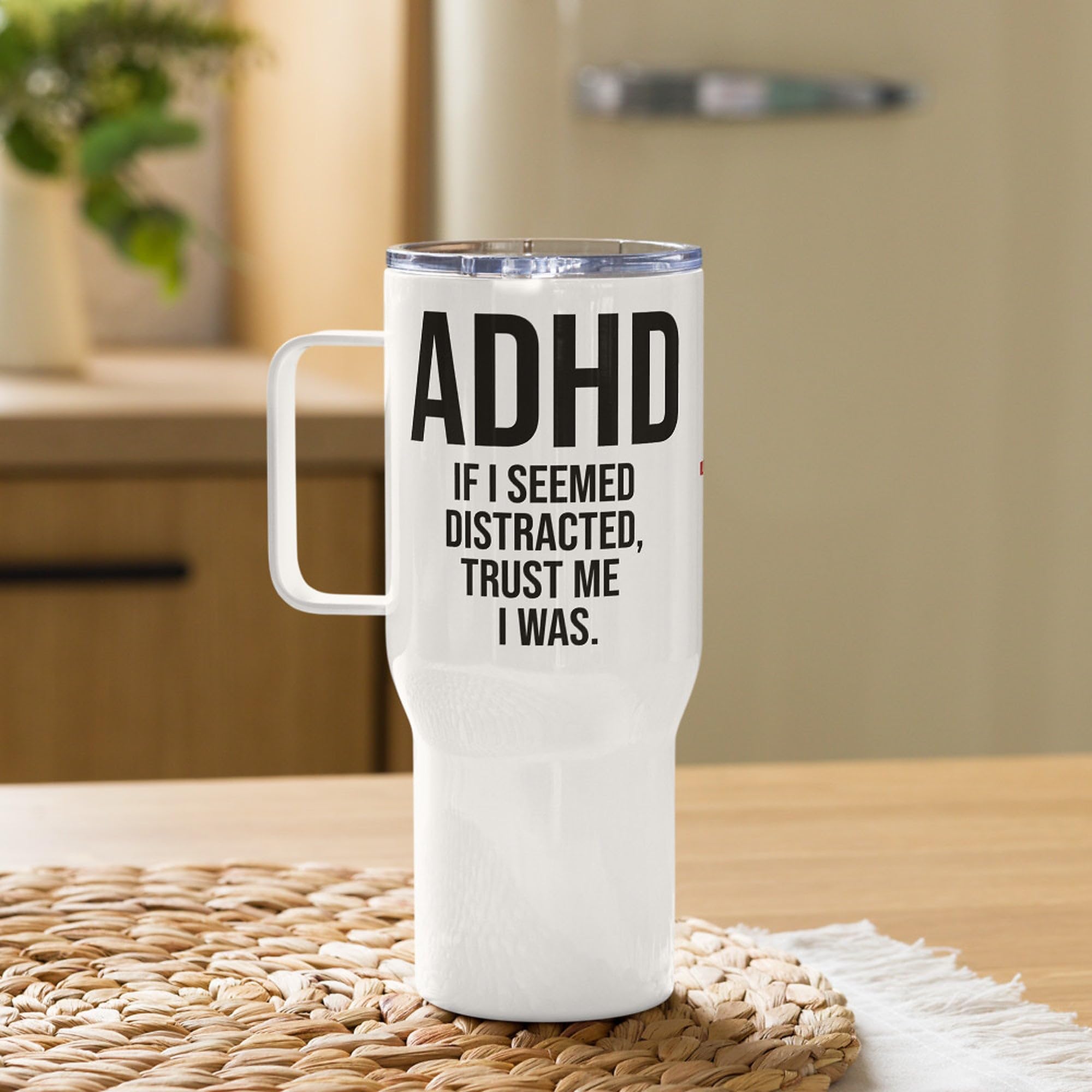 Taza de Viaje TDAH con Asa, Regalo de Concienciación para Adultos con TDAH