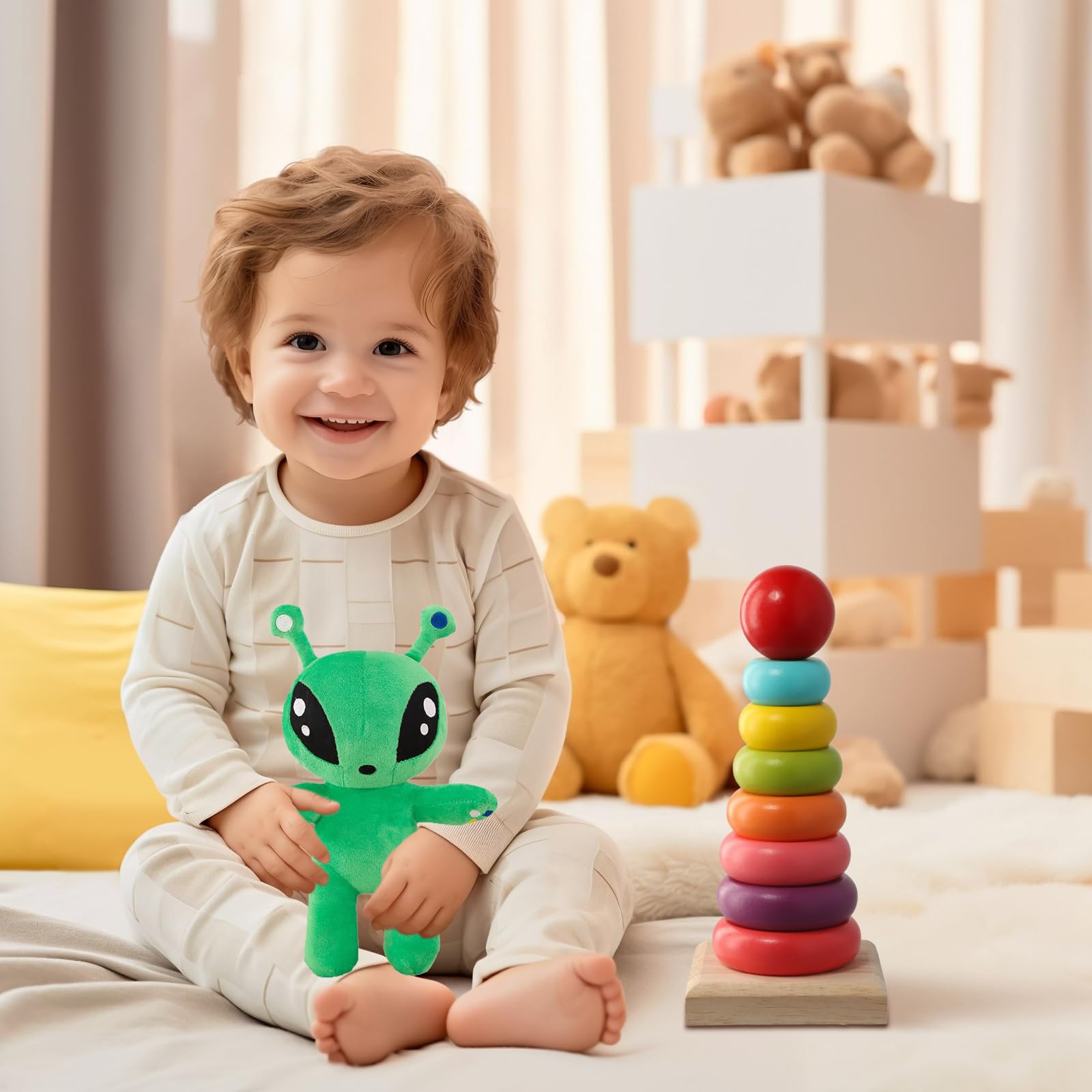 Plush, Plush, Alien Toys, Green Space Alien Plush Doll, Cute Ali-En Stuffed Animal Toy, Soft Ali-En Creature Pillow Figure - Image 4