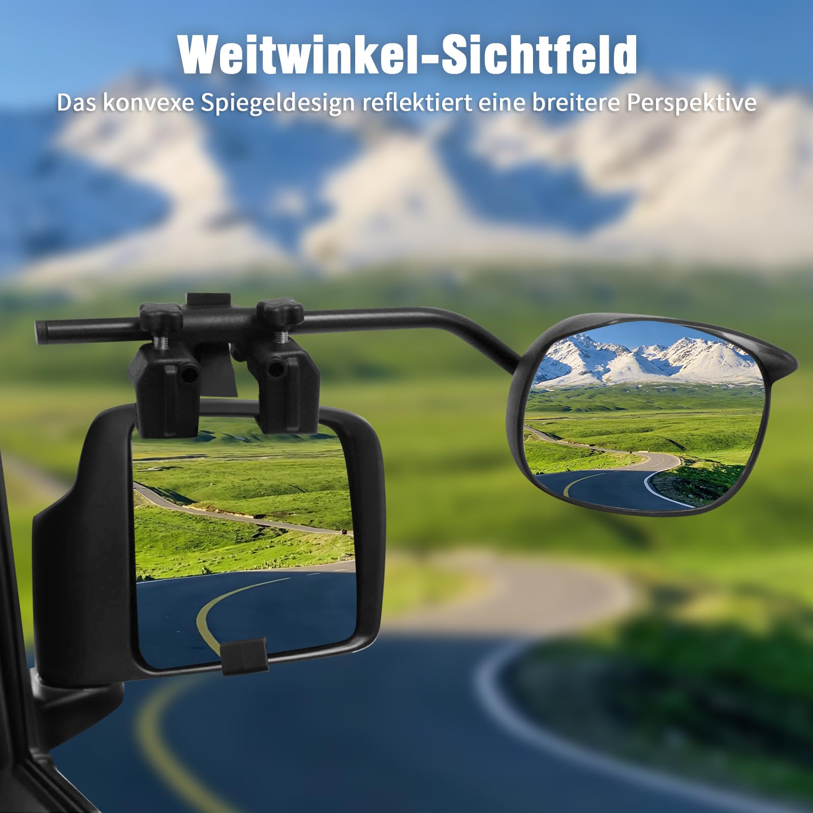 1 Paar Wohnwagen Spiegel, Zusatzspiegel, Außenkonvexer Rückspiegel mit Regenschutz, Geeignet für Sicheres Fahren in Wohnmobilen