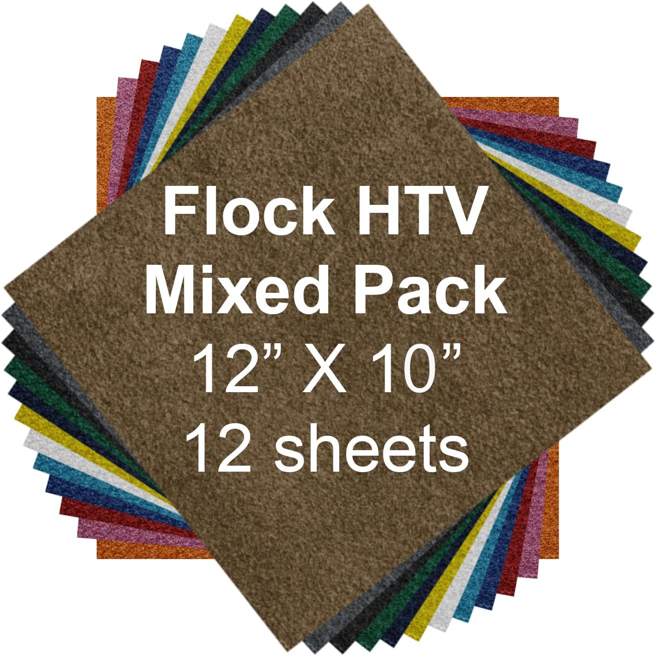 Flock HTV Heat Transfer Vinyl 12 Pack Bundle Sheets12" x