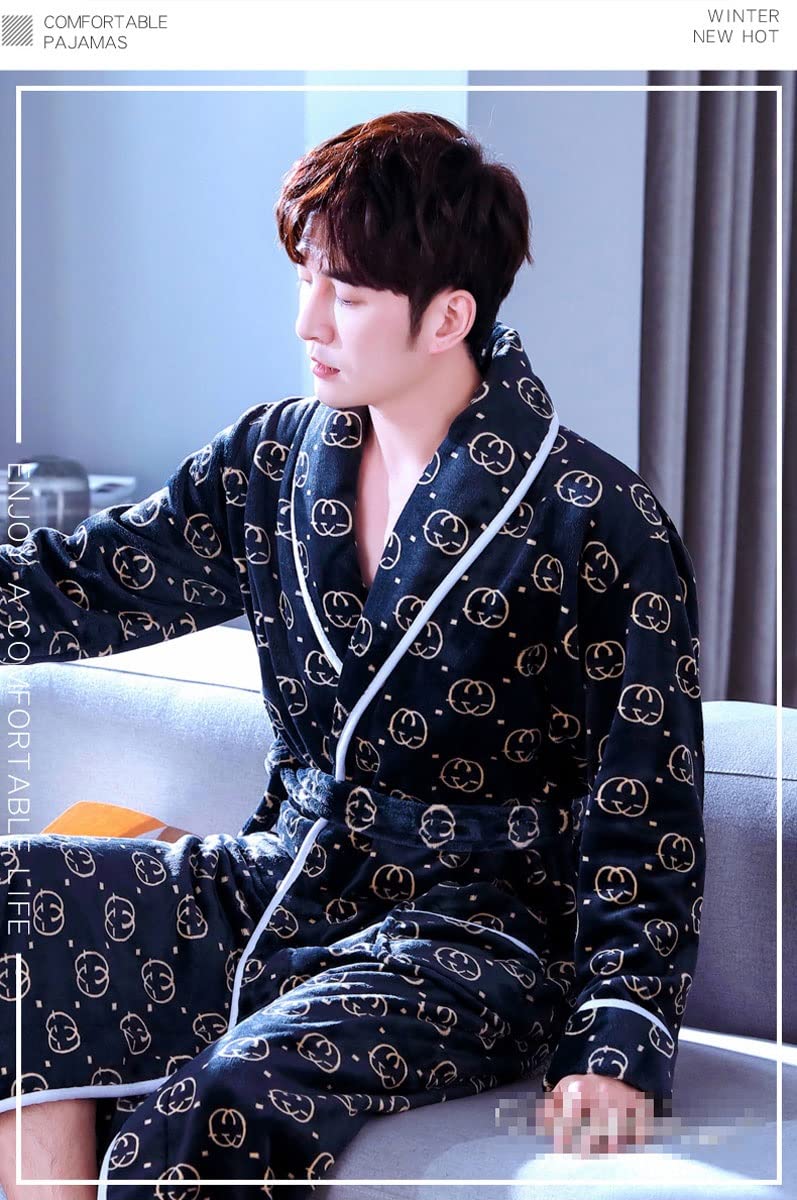 Amazon.com: PRMDDP Mens Dressing Gowns, Luxury Dressing Gown, Fleece Bath  Robes for Men (Color : A, Size : Large) : Clothing, Shoes & Jewelry