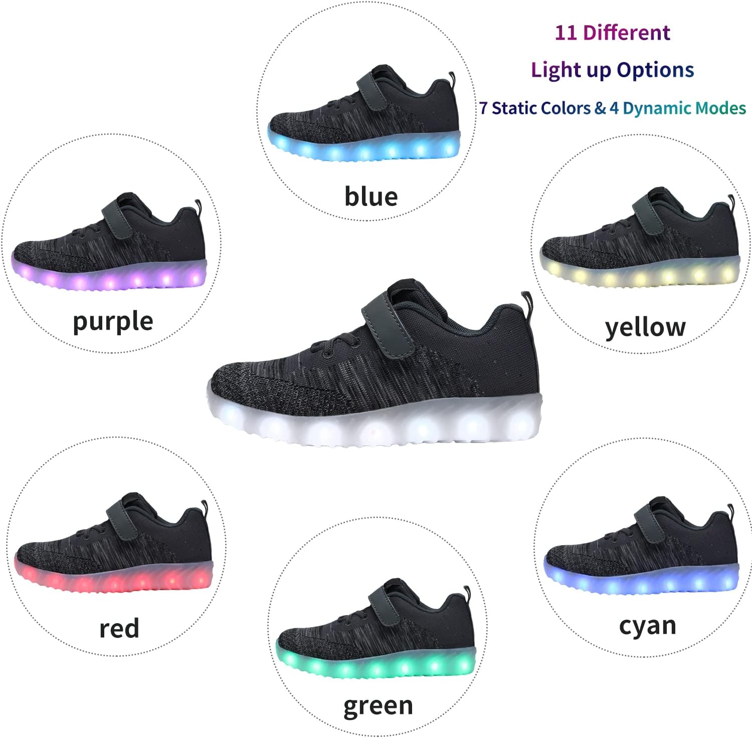 AoSiFu Kids Light Up Shoes Toddler Girls Boys Breathable Led Flashing Sneakers USB Charge