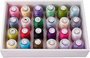 Amazon.com: 24 Colors Polyester Embroidery Machine Thread Set 120D/2 ...