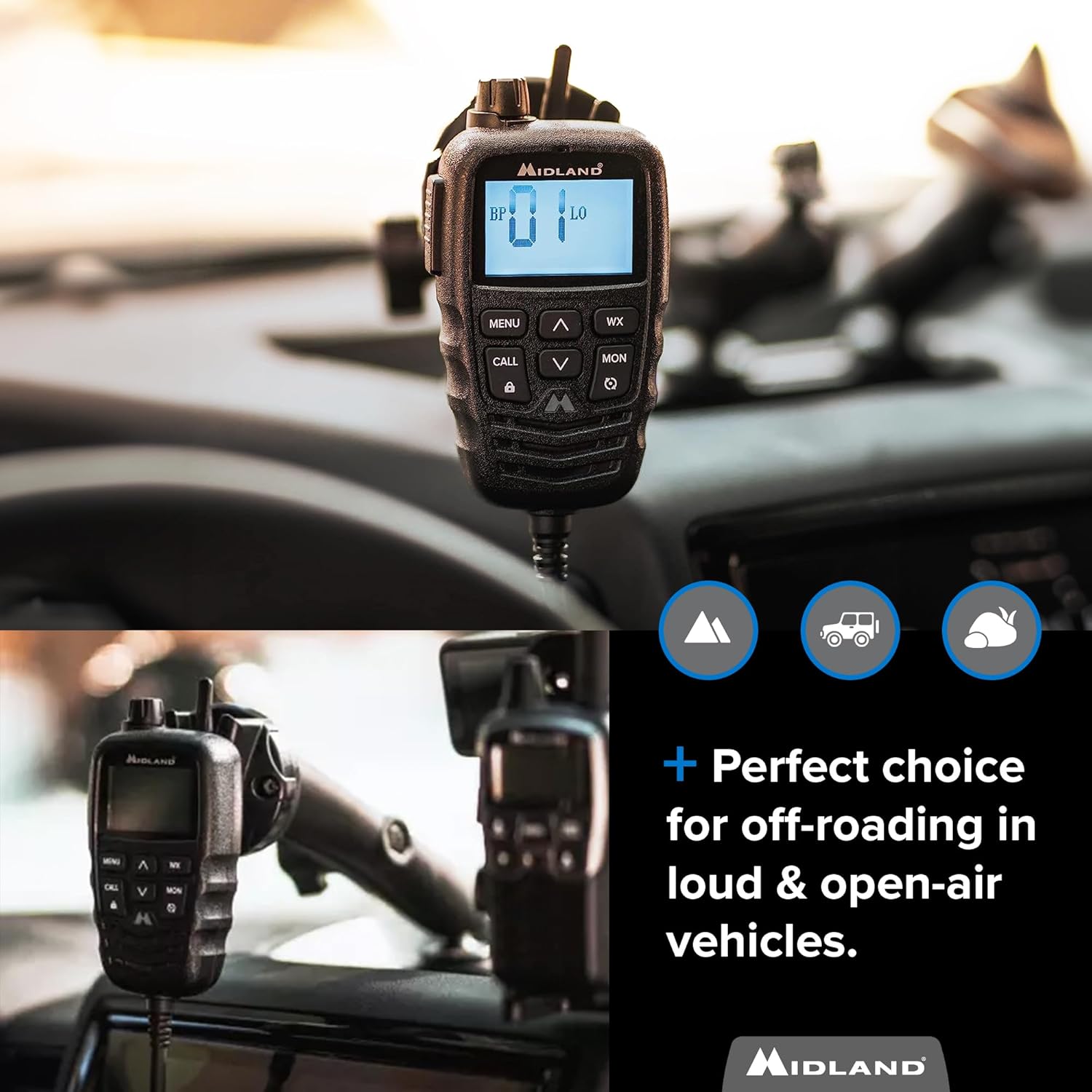 Midland – MXMC01 | Replacement Microphone for MXT275 & MXT575 – ANC Automatic Noise Canceling Electronic Microphone – Off-Roading Loud and Open-Air Vehicle - GMRS Farming Overlanding