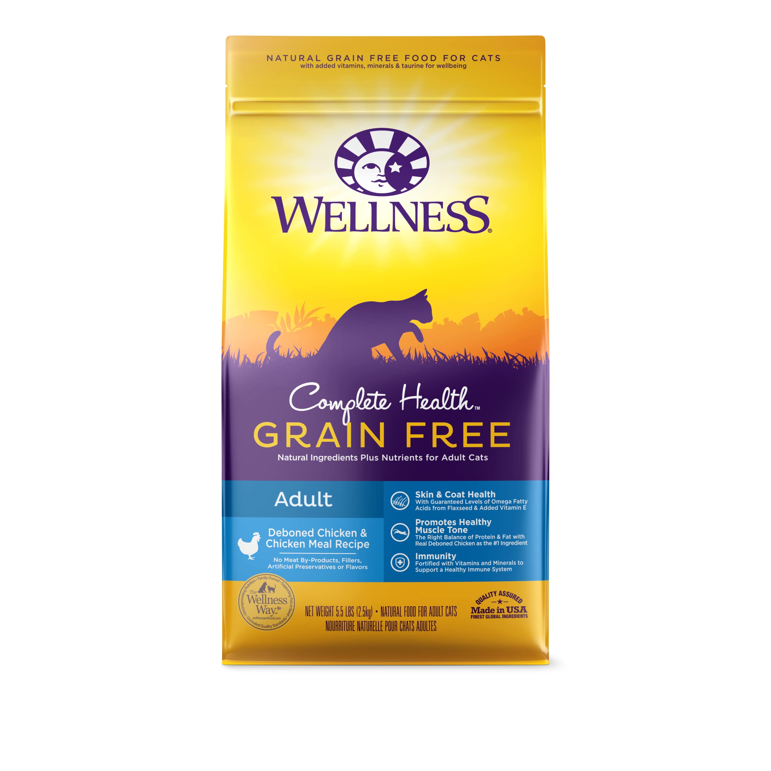 WellnessComplete Health Adult Dry Cat Food for Indoor and Outdoor Cats, Grain Free, Natural, Chicken & Chicken Meal (5.5 Pound Bag)