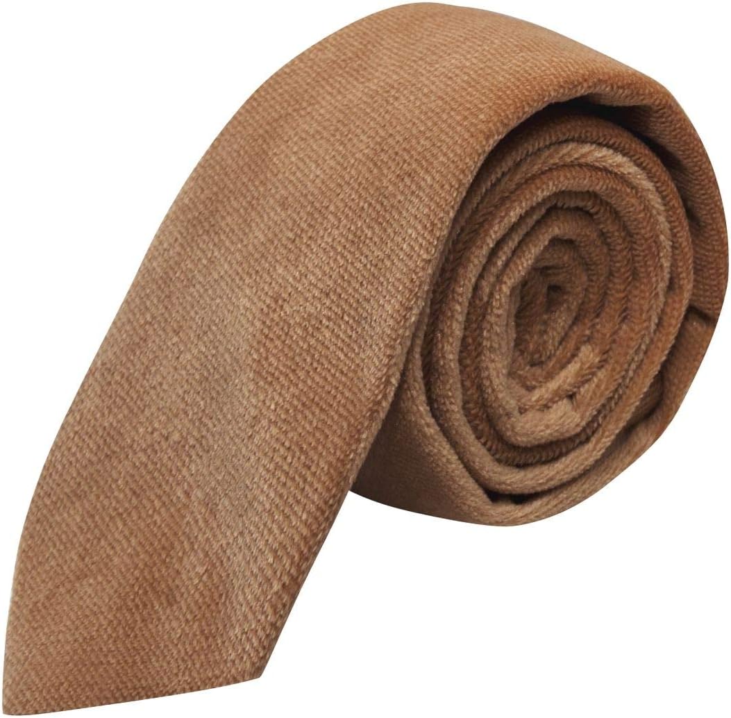 King & Priory Luxury Fawn Brown Textured Velvet Necktie, Tie