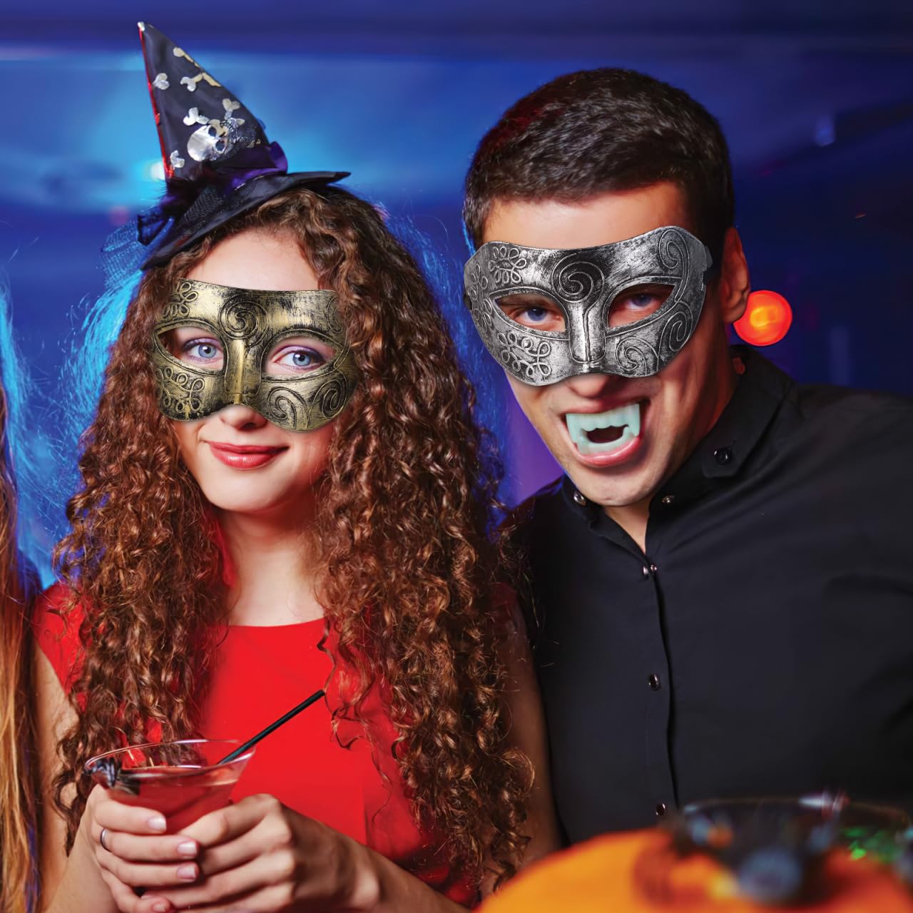 Amosfun 2pcs Masquerade Mask Men Vintage Venetian Party Half Face Masks Adults for Halloween Costume Mardi Gras Ball Proms Carnival Accessory - Image 2