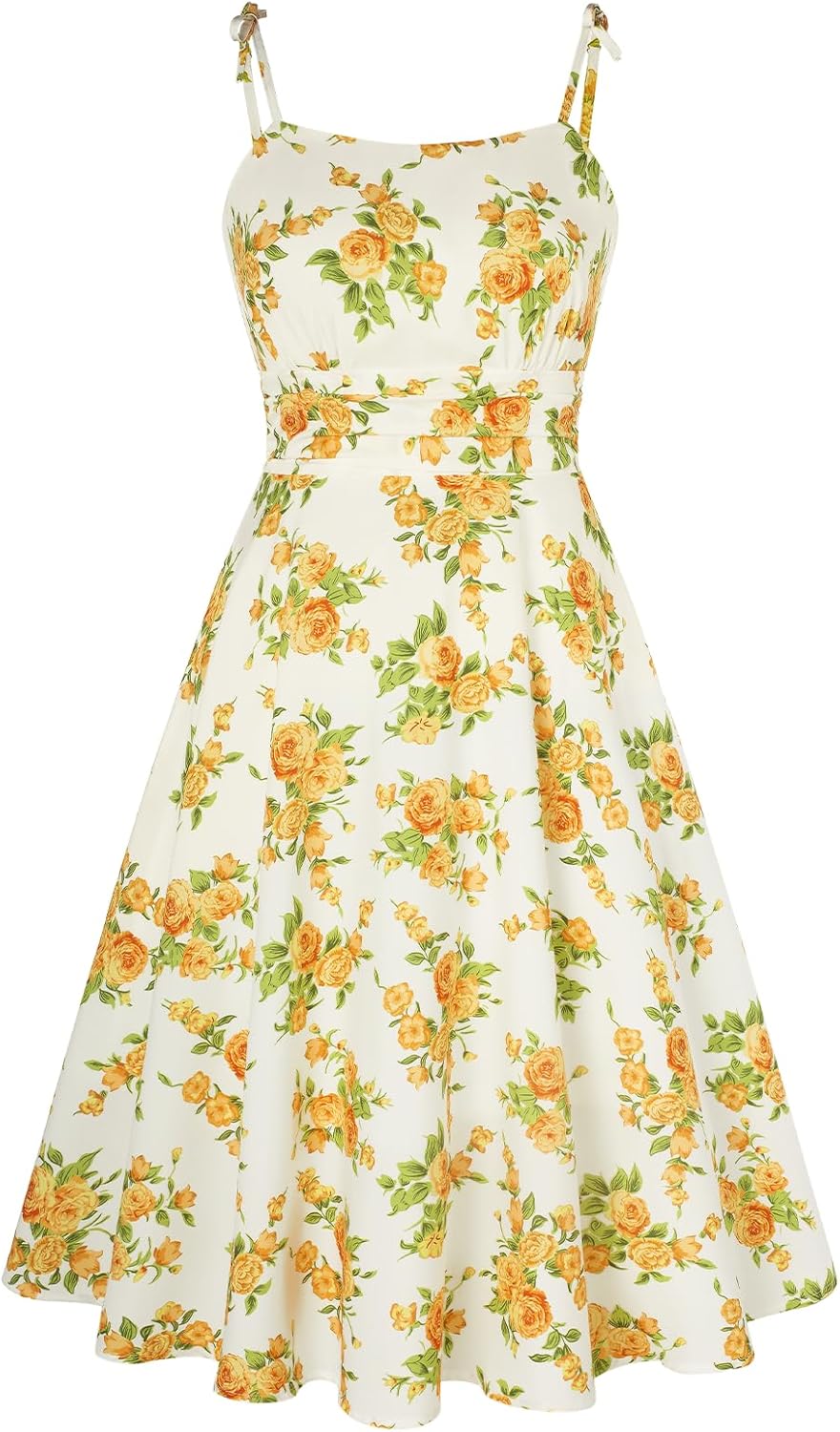 Belle Poque 2026 Summer Dress for Women Spaghetti Strap Flowy Midi Beach Sundress Vintage Wedding Guest Cocktail Dress