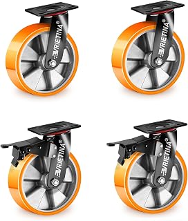 4 Stück 125mm Schwerlastrollen mit Bremse 360° Drehbar Industrierollen
