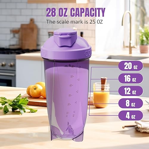 Miniatura 3 de Botella mezcladora de proteínas de 20.3 fl oz (20 oz), diseño hexagonal para una mezcla suave, boca ancha, a prueba de fugas, mango de transporte