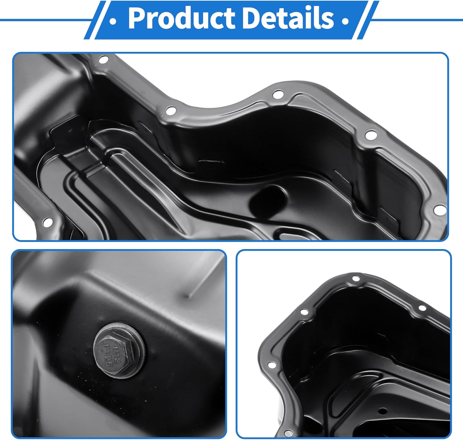 No.121010D010 Engine Oil Pan Oil Pan Sump Transmission Oil Pan for Toyota Corolla 1998-2008 Iron Black