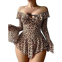 Sexy Lingerie for Women Rave Outfits Clubwear See Through Lingerie Sets Bell Sleeve Ruffle Mesh Tops