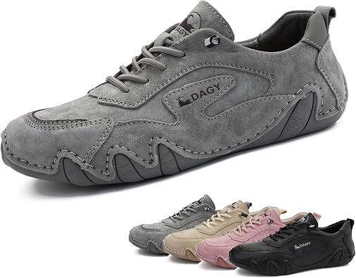 Womens Leather Vintage Trail Shoes for Hiking Sports Walking Shoes Outdoors Slip On Non-Slip Fashion Sneakers Comfort Soft Lightweight Driving Shoes