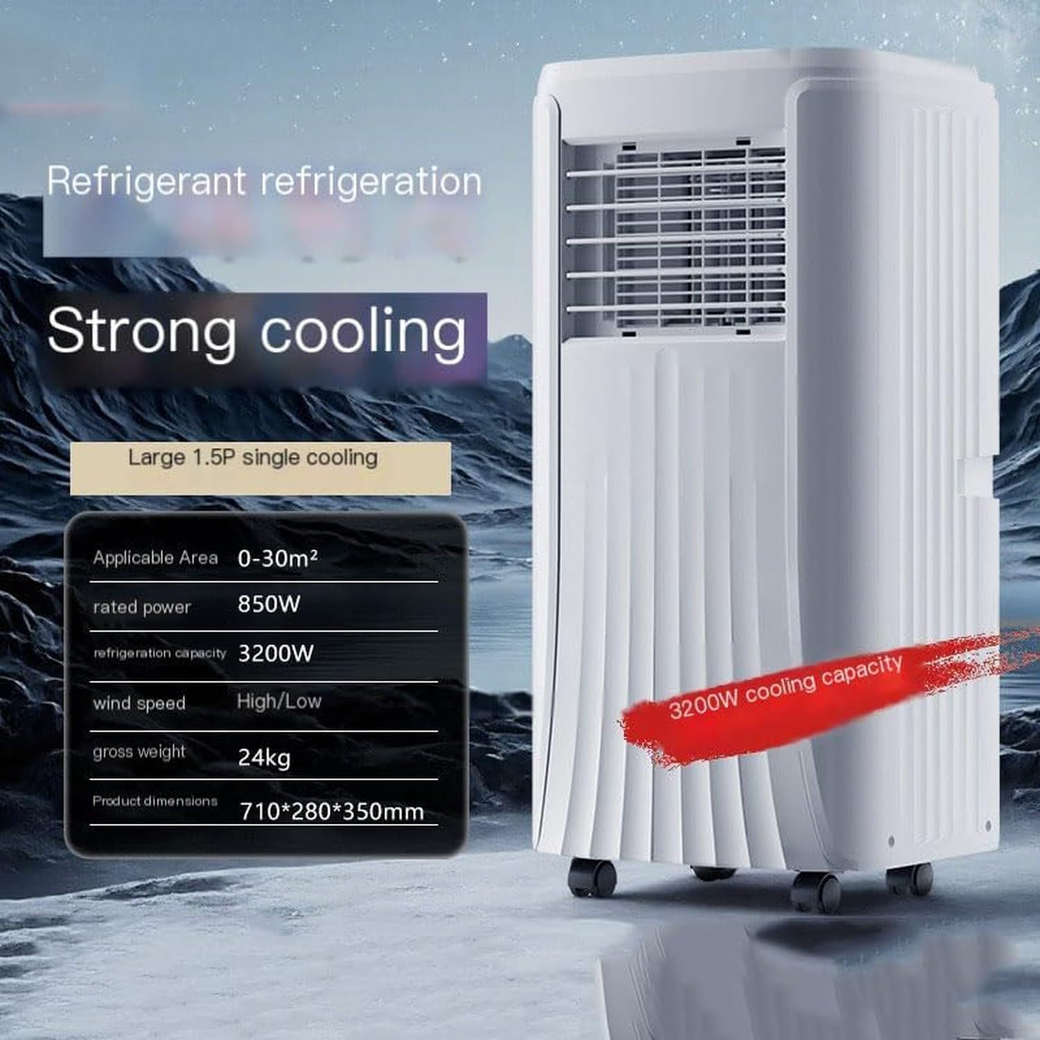 Tragbare Klimaanlage 10000 BTU, 3-in-1 Kühlgerät mit Luftentfeuchter, Ventilator und Fernbedienung für Raum bis-22 m², energieeffizienter leiser Betrieb für Zuh, 10000 BTU, 10000 BTU