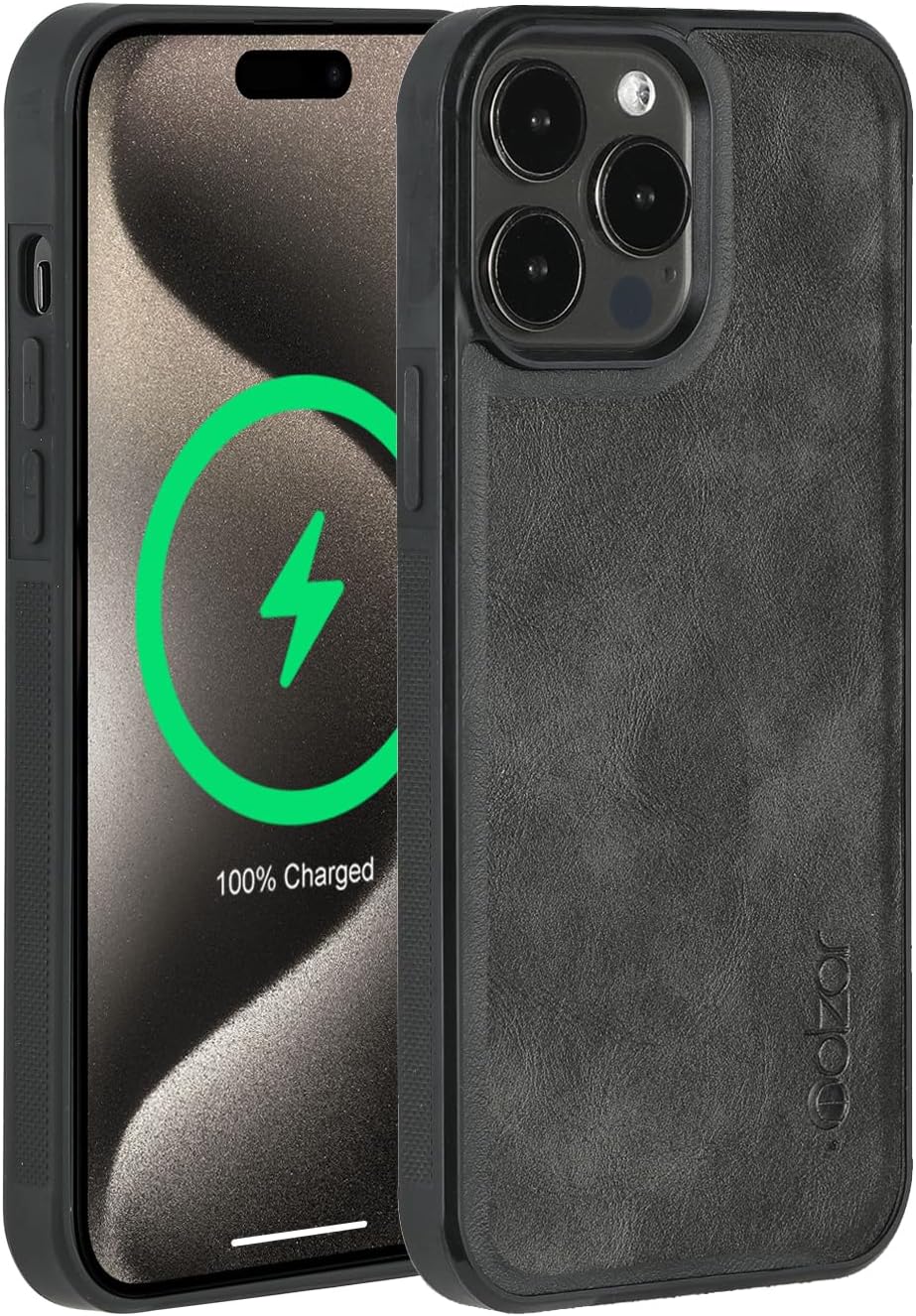 molzar GripBig Series for iPhone 15 Pro Max Case, Compatible with MagSafe Chargers & Accessories, Bulit-in Metal Plate for Magnetic Mount, Compatible with iPhone 15 Pro Max, Black/Black