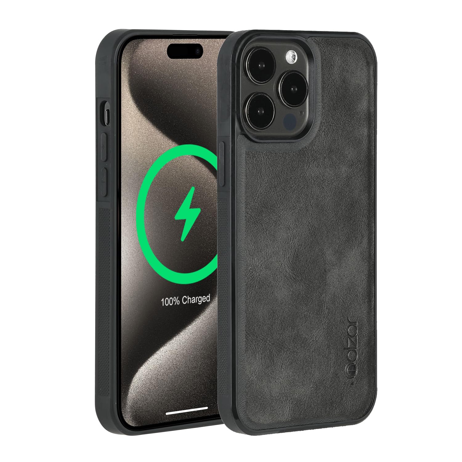 molzar GripBig Series for iPhone 15 Pro Max Case, Compatible with MagSafe Chargers & Accessories, Bulit-in Metal Plate for Magnetic Mount, Compatible with iPhone 15 Pro Max, Black/Black