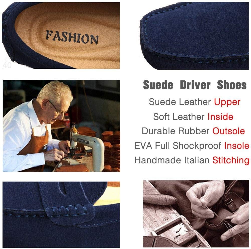 JIONS Mens Driving Penny Loafers Suede Moccasins Slip On Casual Dress Boat Shoes - Image 6