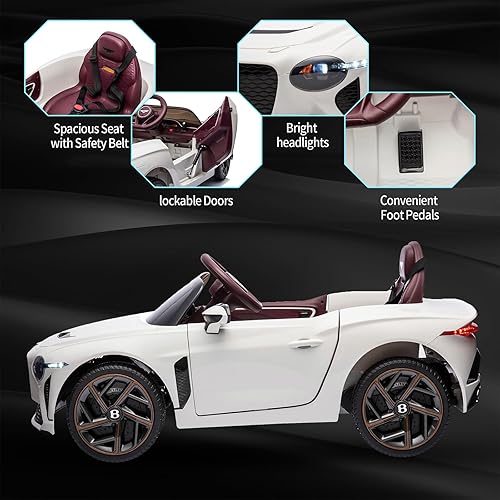 Miniatura 5 de VPQS Vehículos eléctricos de 12 V para niños, vehículos eléctricos Bentley Ride On Toy Car para niños con control remoto, auto eléctrico para niños