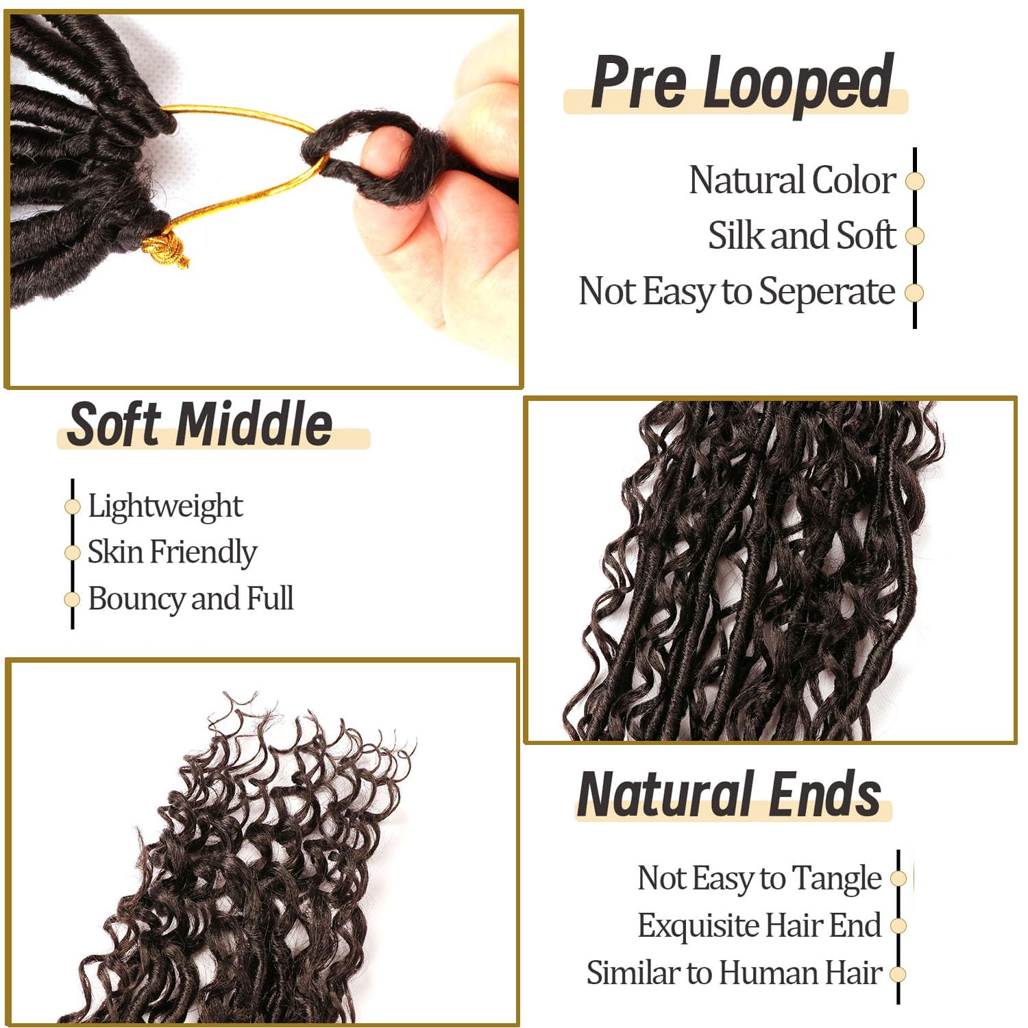Faux Locs Crochet Hair-Soft Locs Crochet Braids Hair Extensions Goddess Braids Extensions Hair (#2, 24Inch (Pack of 8)) - Image 3