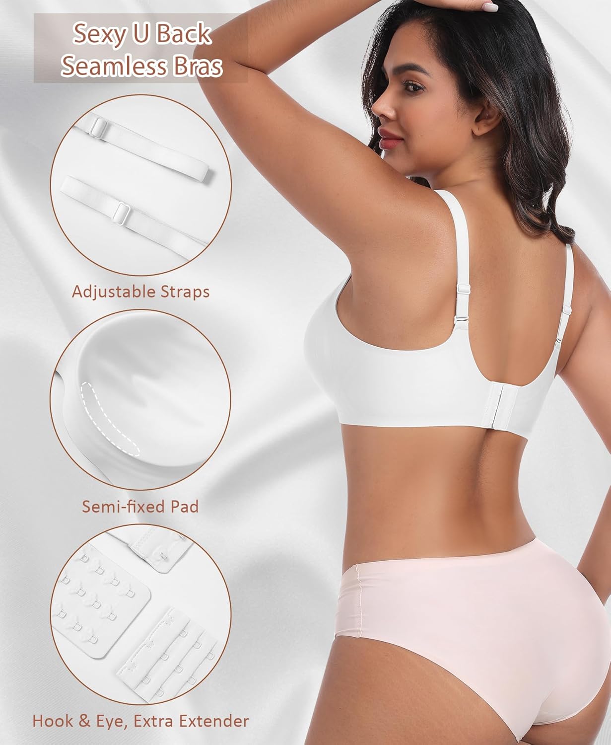 Ganado Seamless Wireless Bras for Women No Underwire Bras Supportive Bralette Padded Comfort T Shirt Bra - Image 3