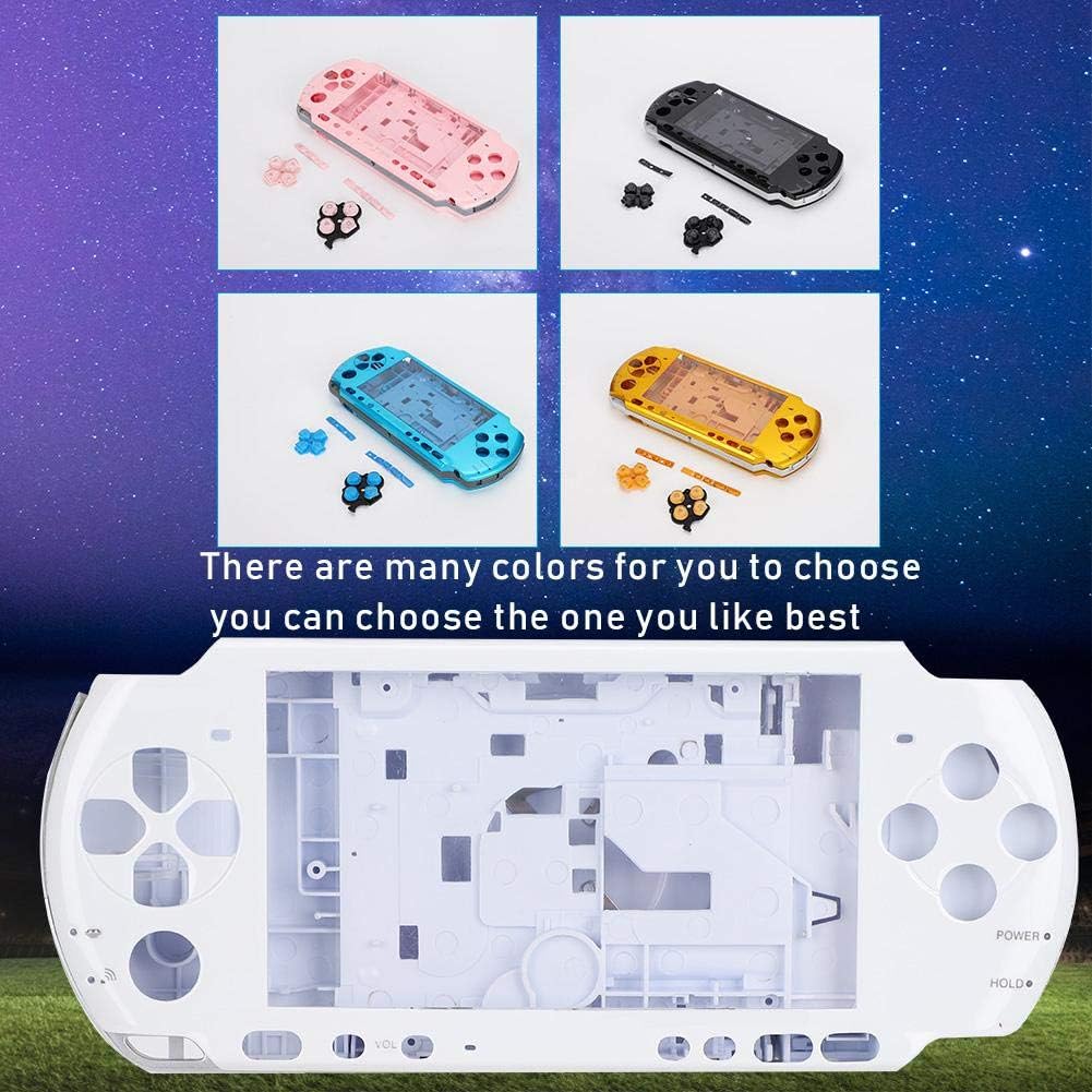 Game Console Case for PSP 3000, Full Housing Shell with Screwdriver,Simple Design, Compact, Lightweight,Easy to Carry,5 Color (White)