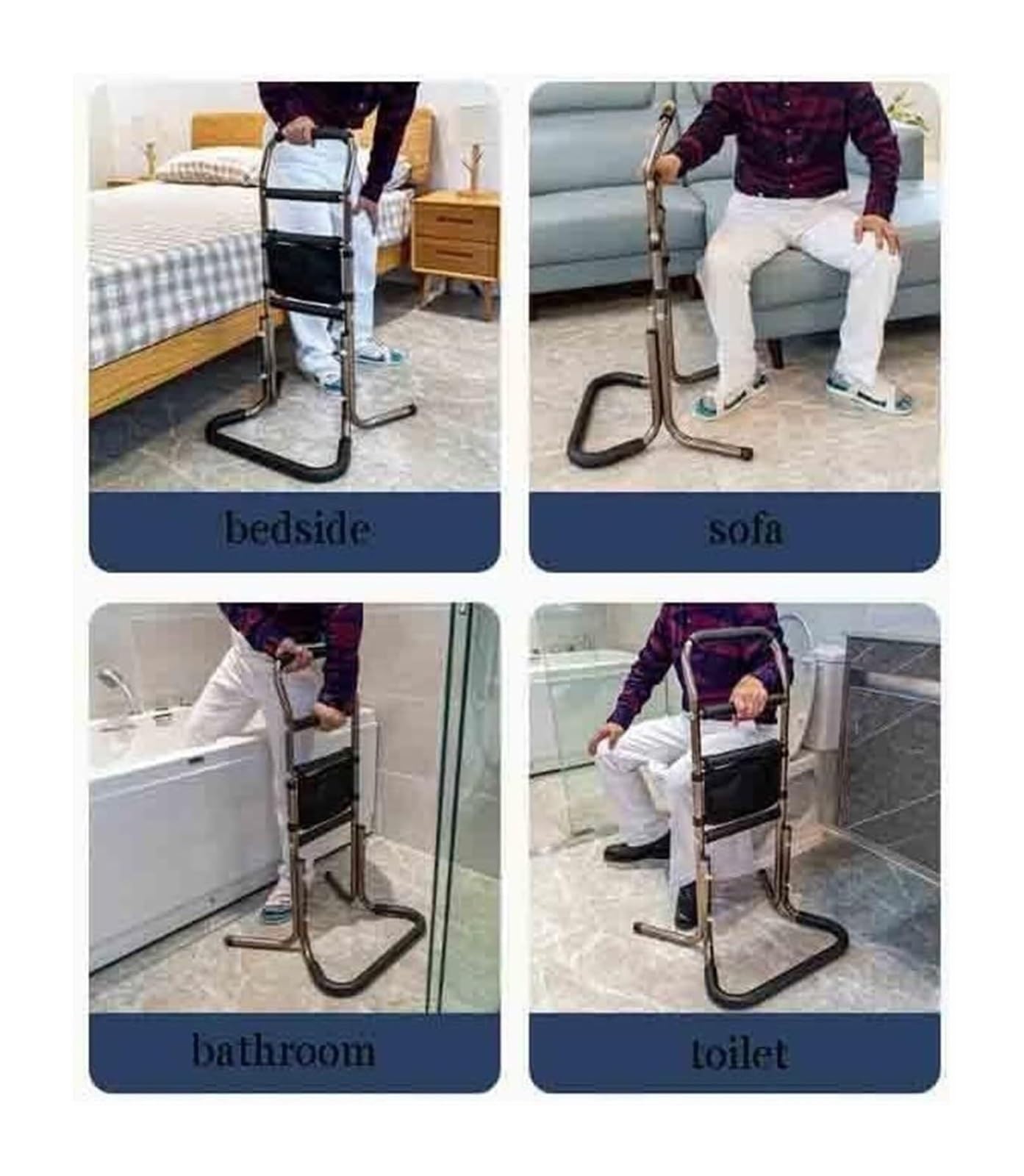 Aufstehhilfe für Senioren & Mobilitätseingeschränkte - Höhenverstellbare Stehhilfe mit Rutschfester Basis, Sicherheitsgriff für Toilette, Bett, Sofa
